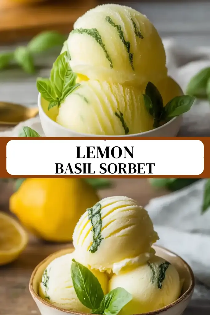 Pinterest pin (Design 3) for Lemon Basil Sorbet: Refreshing Summer Bliss Awaits!
