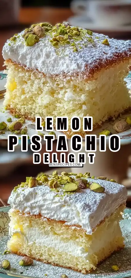 Pinterest pin (Design 1) for Lemon Pistachio Ricotta Cloud Cake
