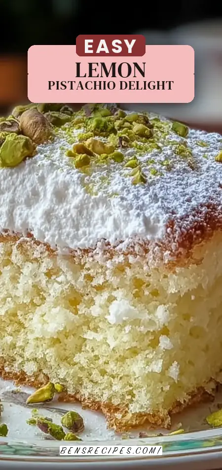 Pinterest pin (Design 2) for Lemon Pistachio Ricotta Cloud Cake