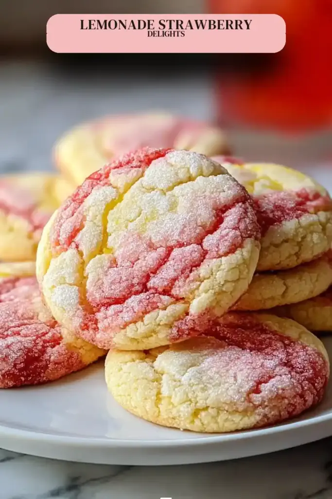 Pinterest pin (Design 2) for Strawberry Lemonade Cookies