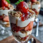 A delicious plate of Layered Strawberry Parfait Treat