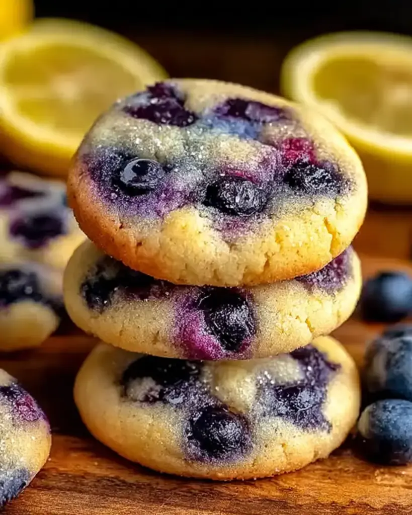 A delicious plate of Lemon Blueberry Cheesecake Cookies for Sweet Spring Bliss