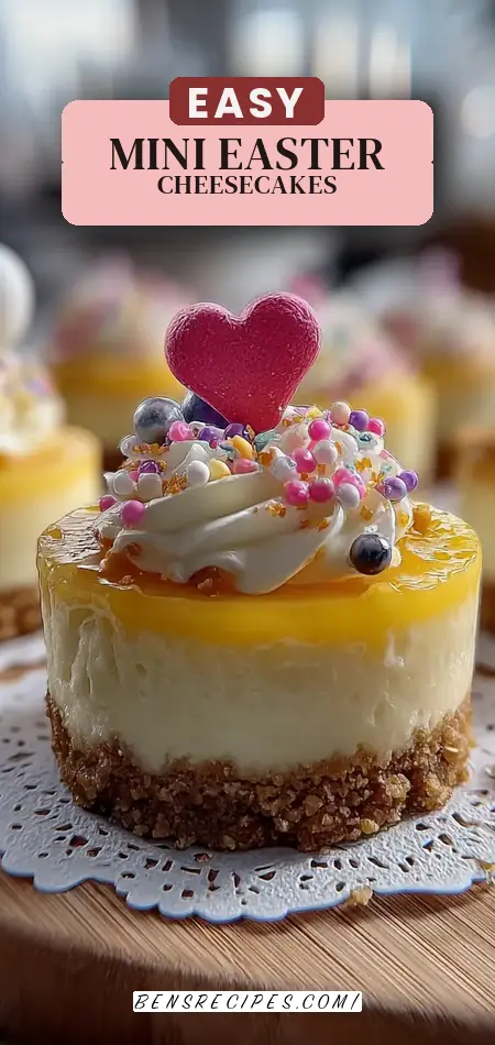 Pinterest pin (Design 2) for Mini Easter Cheesecakes