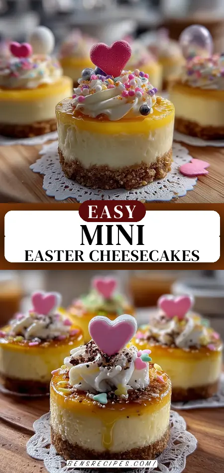 Pinterest pin (Design 3) for Mini Easter Cheesecakes