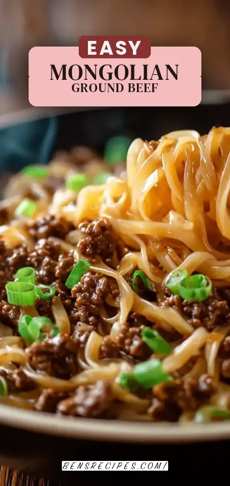 Pinterest pin (Design 2) for Mongolian Ground Beef Noodles