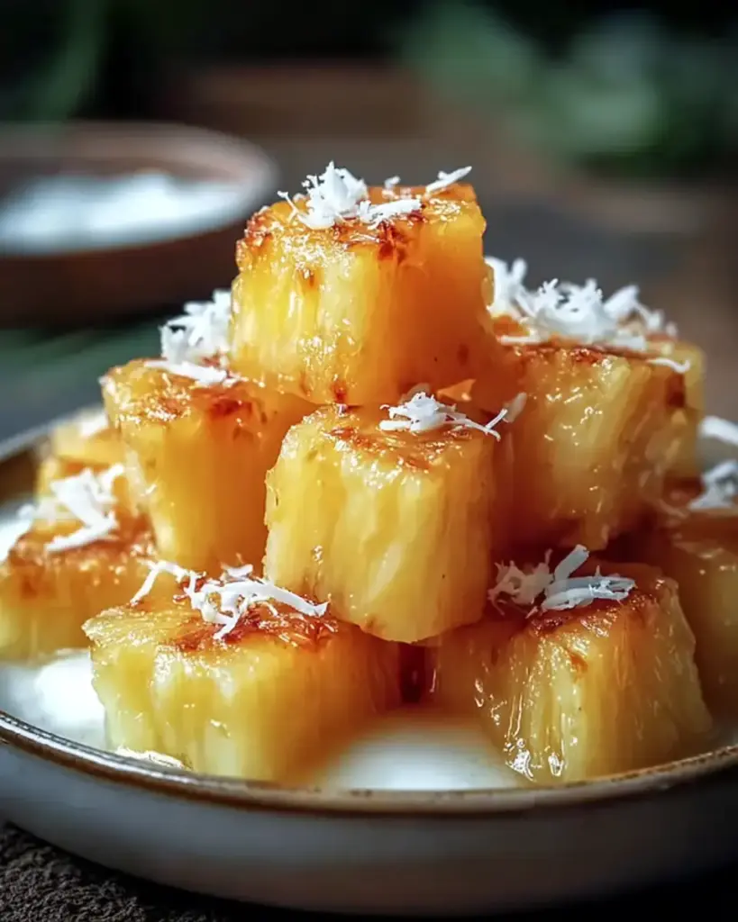 A delicious plate of Malibu Soaked Pineapple Bites: 7 Fun and Easy Steps to Sweet Tropical Appetizers