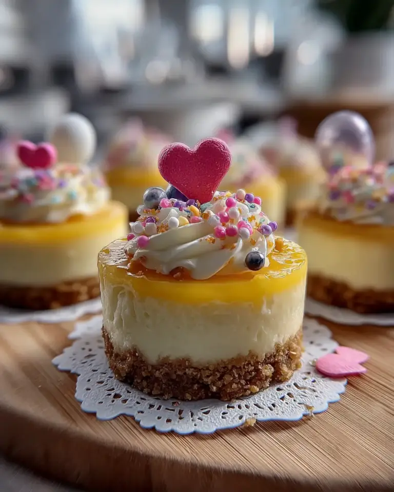 A delicious plate of Mini Easter Cheesecakes
