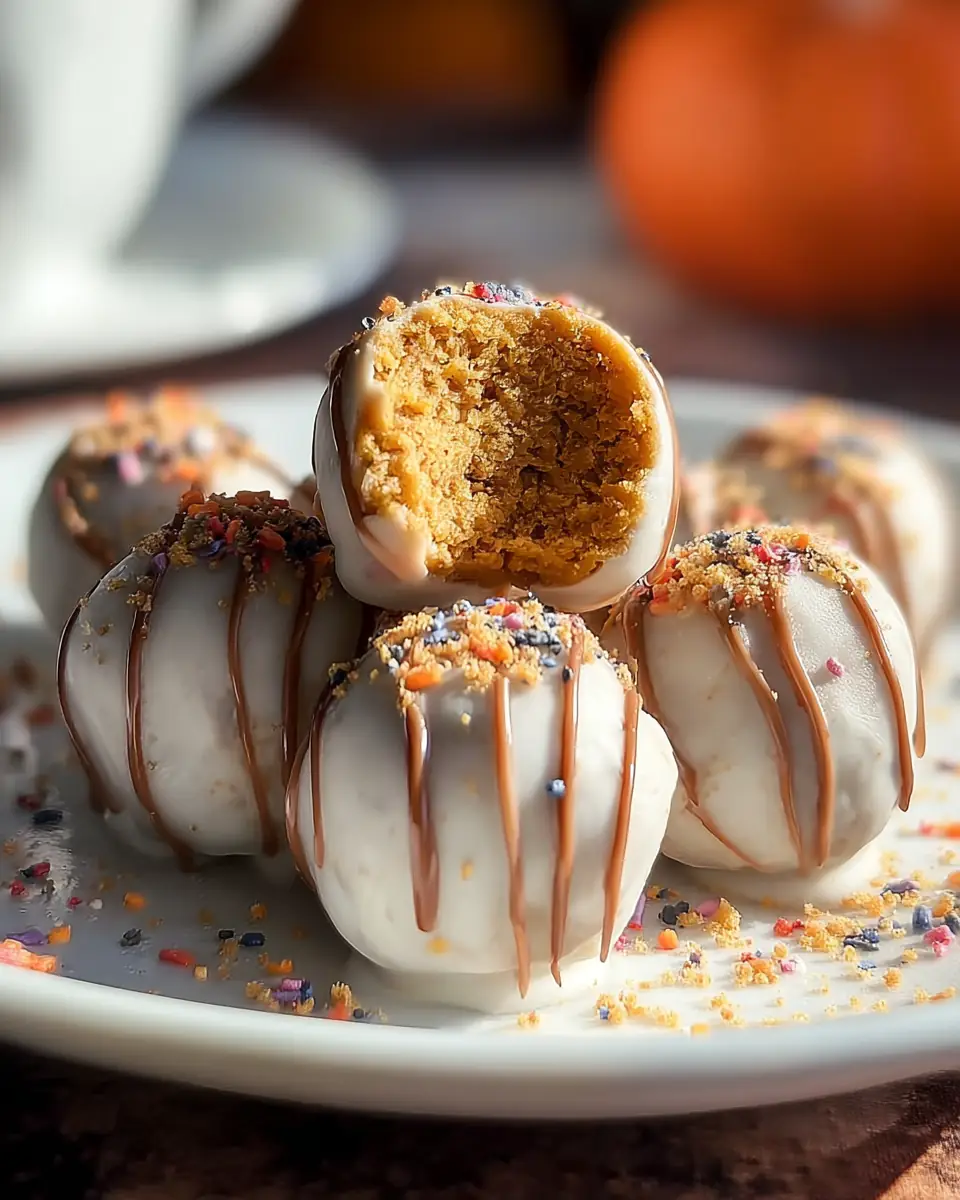 A delicious plate of No Bake Pumpkin Balls