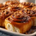 A delicious plate of Old Fashioned Caramel Rolls