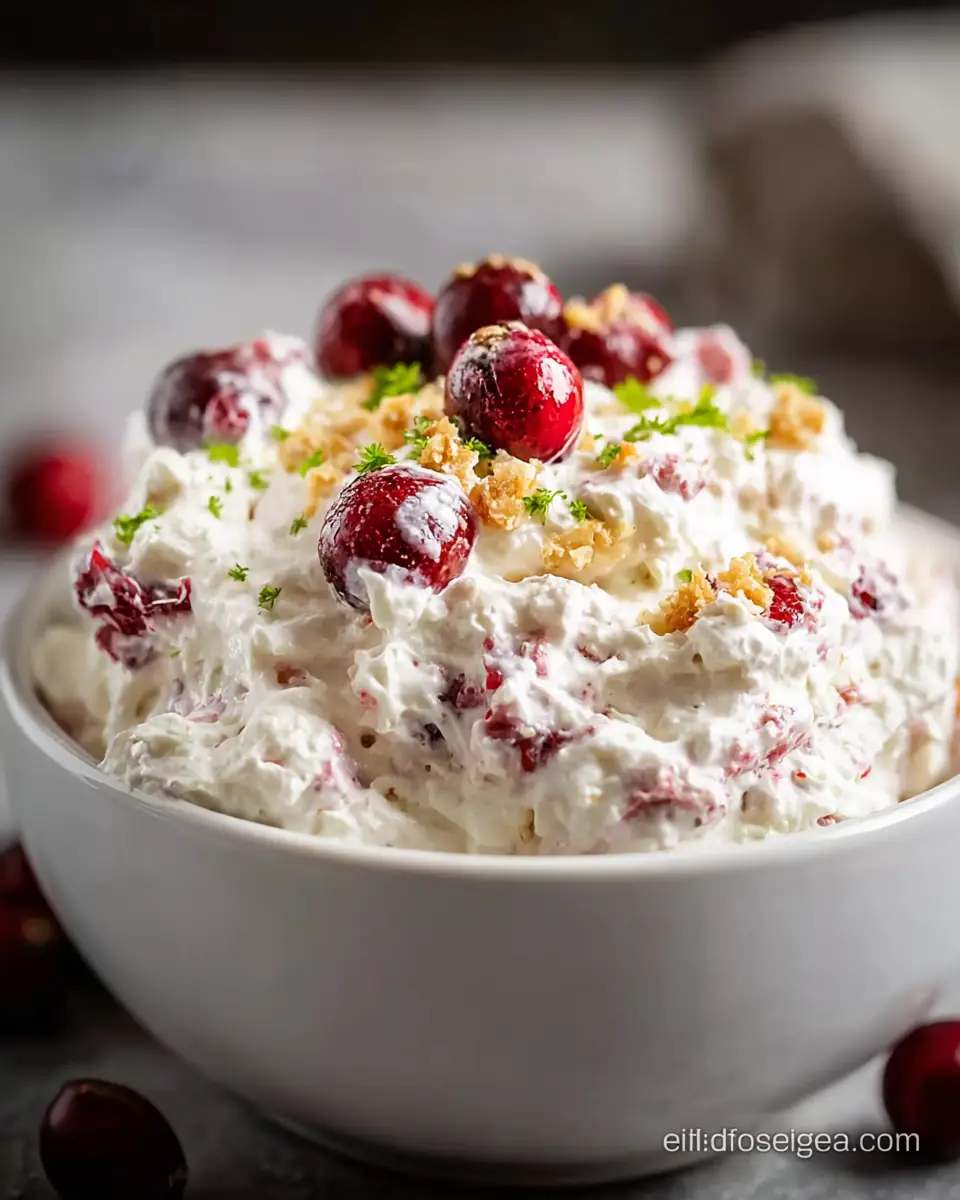 A delicious plate of Old Fashioned Cranberry Fluff Salad