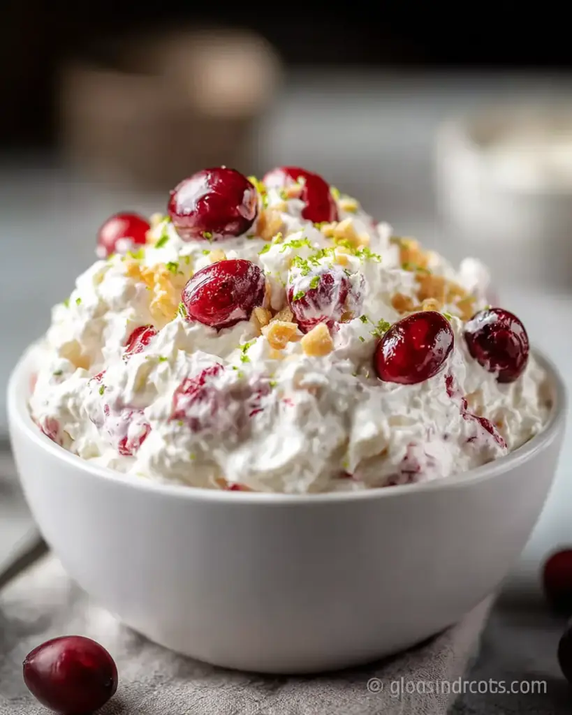 A delicious plate of Old Fashioned Cranberry Fluff Salad