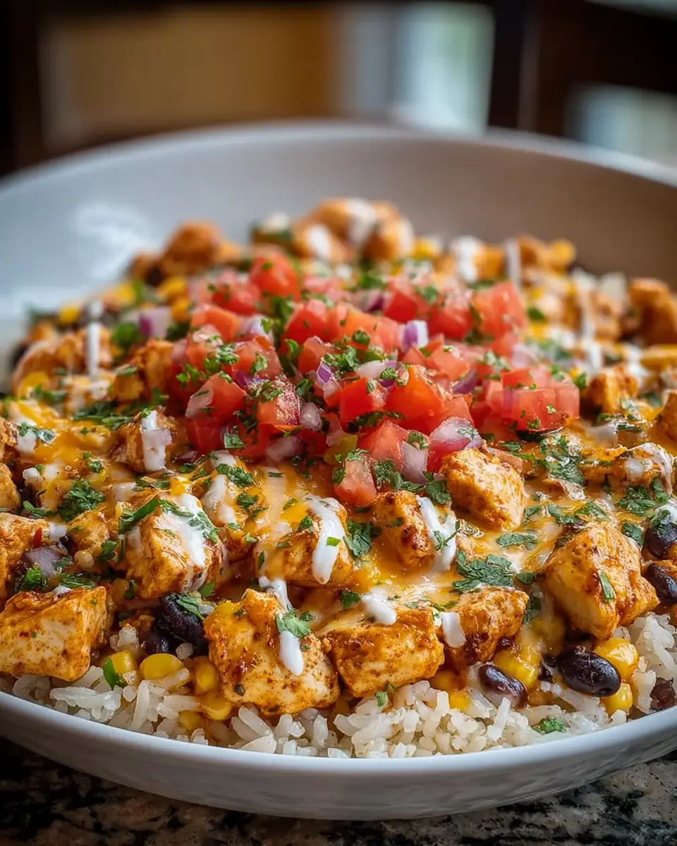 A delicious plate of One-Pot Cheesy Southwest Chicken & Rice: Creamy Bliss!