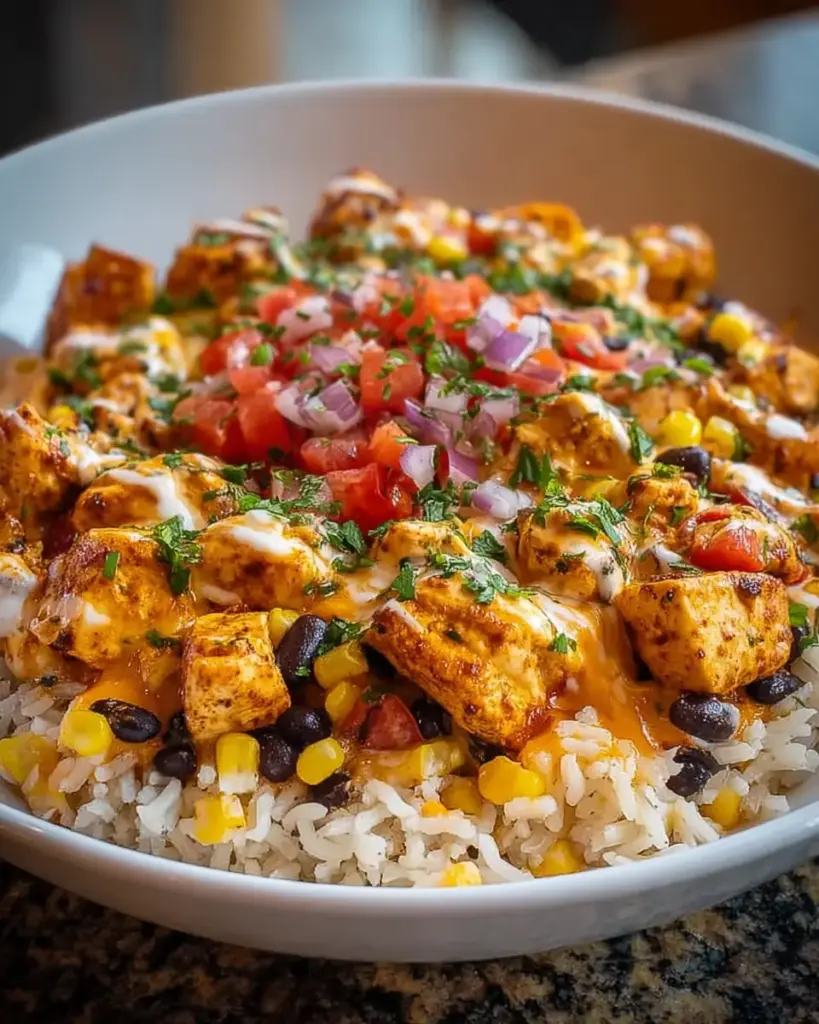 A delicious plate of One-Pot Cheesy Southwest Chicken & Rice: Creamy Bliss!