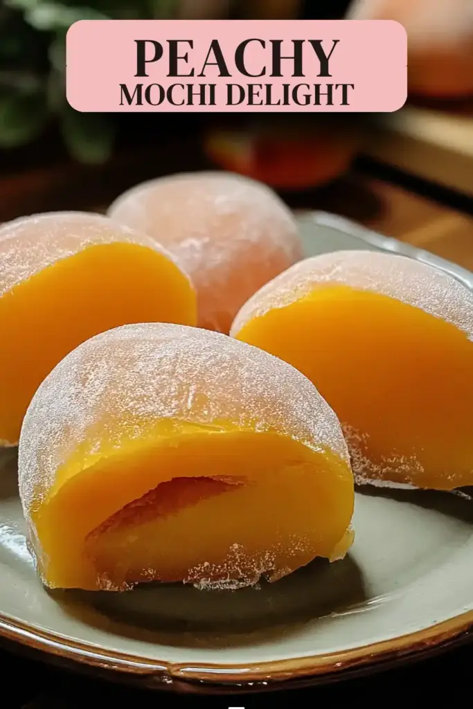 Pinterest pin (Design 2) for Whole Peach Mochi Recipe