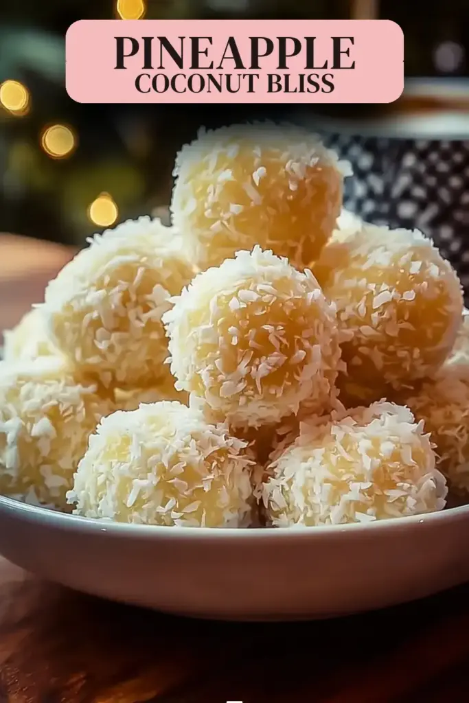 Pinterest pin (Design 2) for Tropical Pineapple Coconut Balls