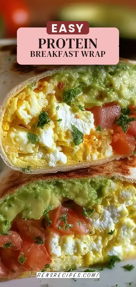 Pinterest pin (Design 2) for High-Protein Breakfast Wrap with Cottage Cheese and Avocado