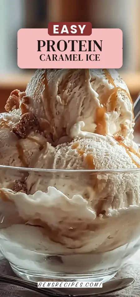 Pinterest pin (Design 2) for High-Protein Salted Caramel Cottage Cheese Ice Cream