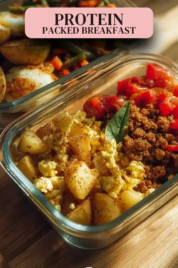 Pinterest pin (Design 2) for High Protein Breakfast Burrito Bowls