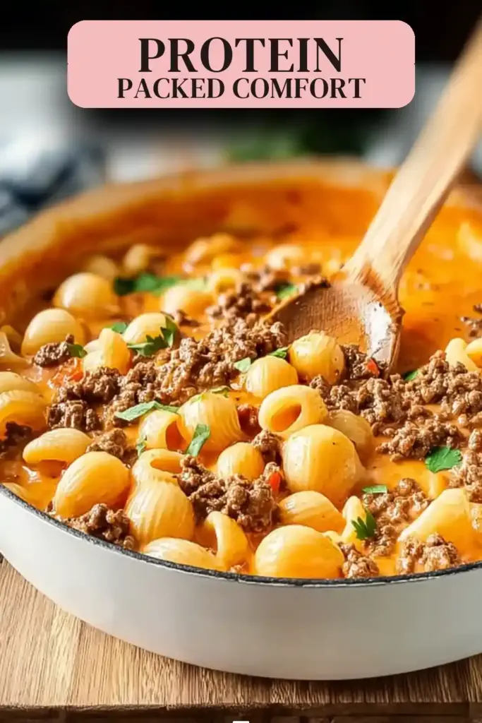 Pinterest pin (Design 2) for High Protein Hamburger Helper That Upgrades Comfort Food