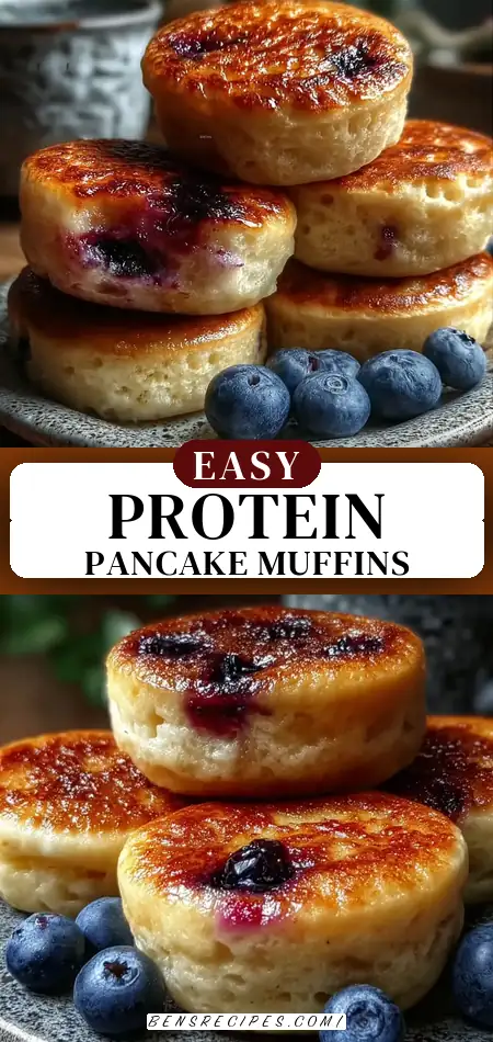 Pinterest pin (Design 3) for High Protein Pancake Muffins 25g Protein Easy Quick Breakfast Recipe