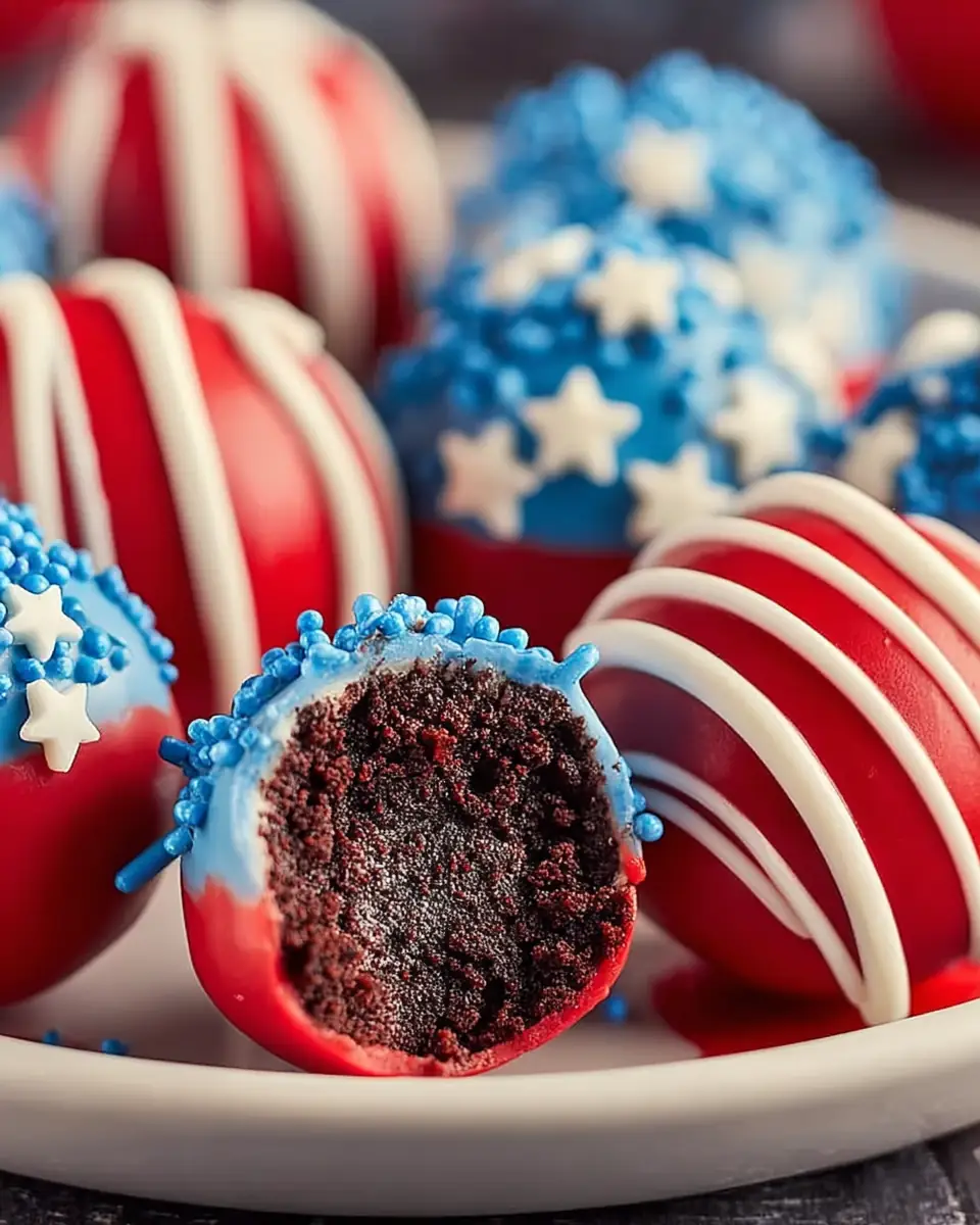 A delicious plate of Patriotic Oreo Balls