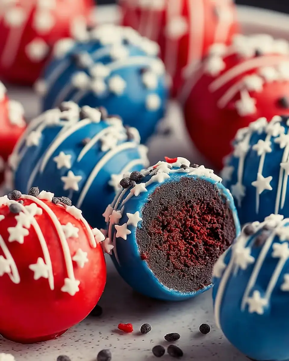 A delicious plate of Patriotic Oreo Balls