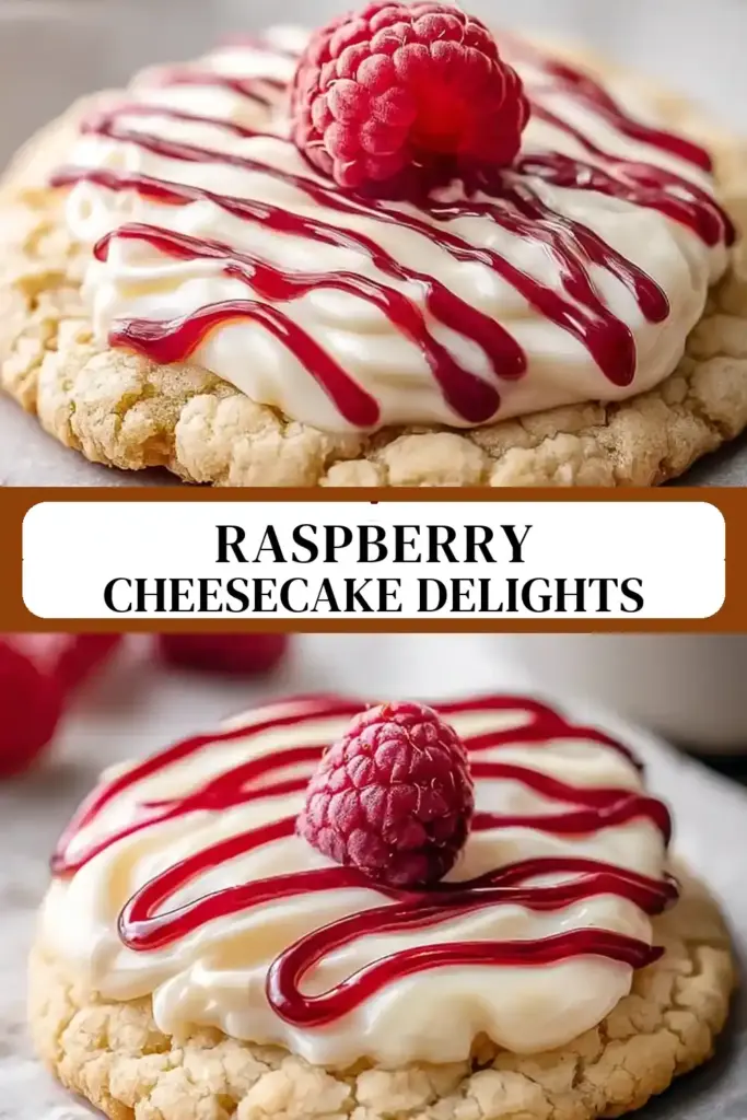 Pinterest pin (Design 3) for Crumbl raspberry cheesecake cookies Recipe