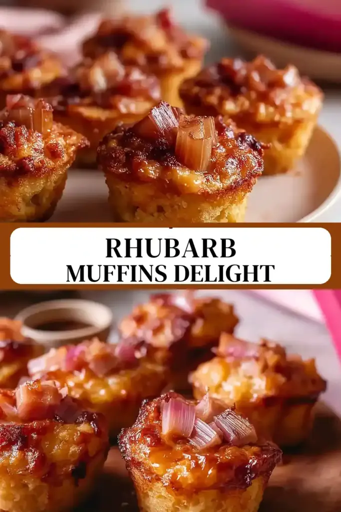 Pinterest pin (Design 3) for Irresistible Upside Down Rhubarb Muffins - FlirtyFood