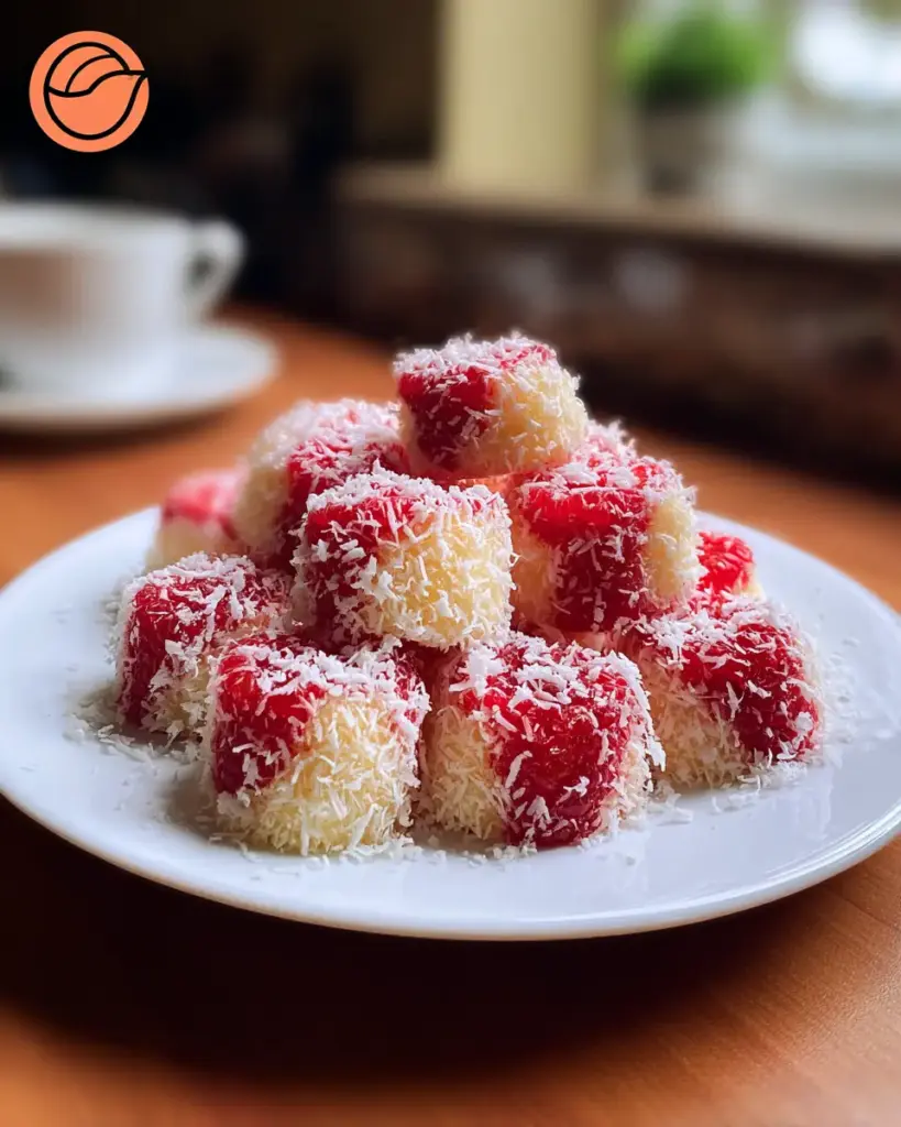 A delicious plate of Raspberry Coconut Cake Bites