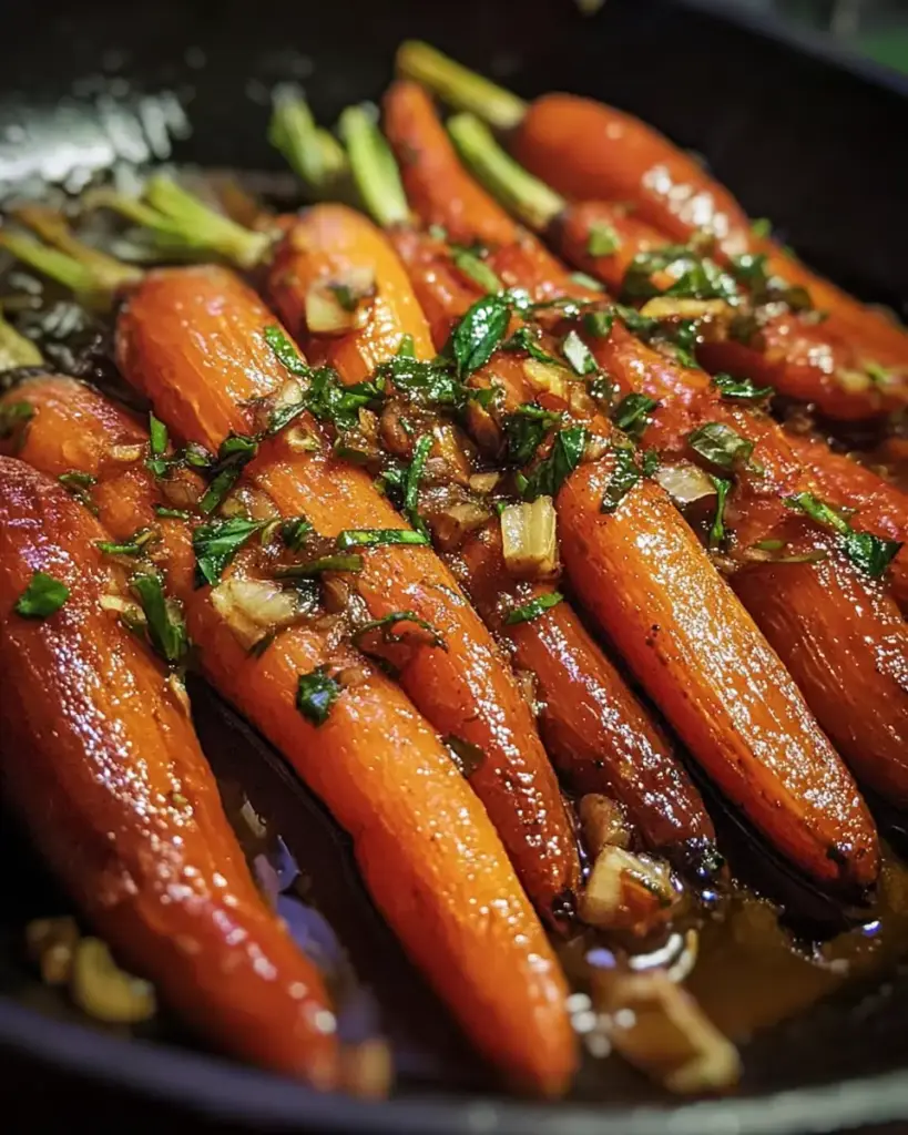 A delicious plate of Roasted Brown Butter Honey Garlic Carrots