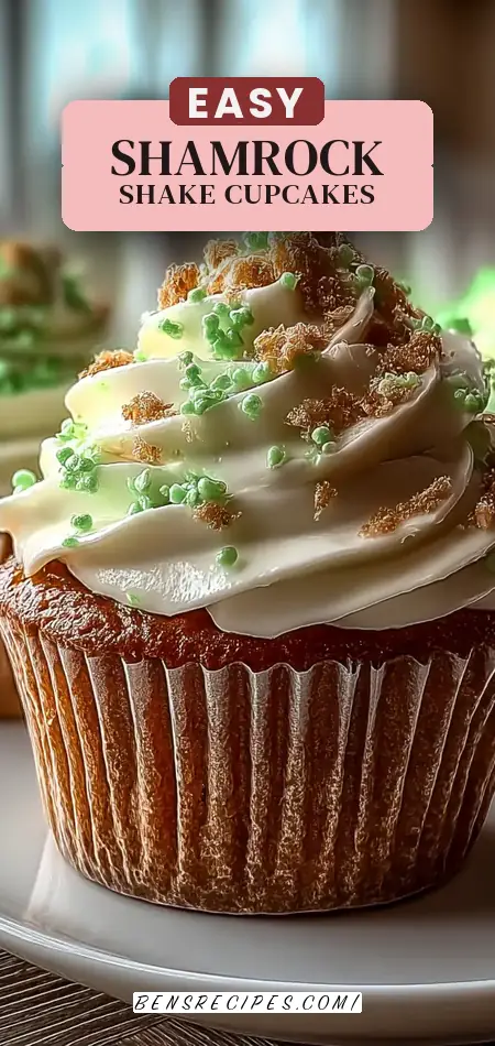 Pinterest pin (Design 2) for Shamrock Shake Cupcakes