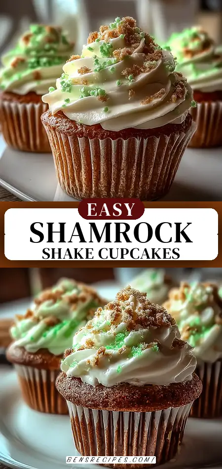 Pinterest pin (Design 3) for Shamrock Shake Cupcakes