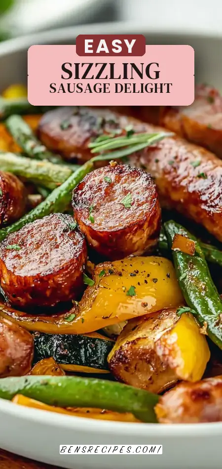 Pinterest pin (Design 2) for Air Fryer Sausage with Vegetables Recipe