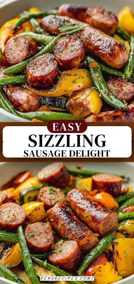Pinterest pin (Design 3) for Air Fryer Sausage with Vegetables Recipe