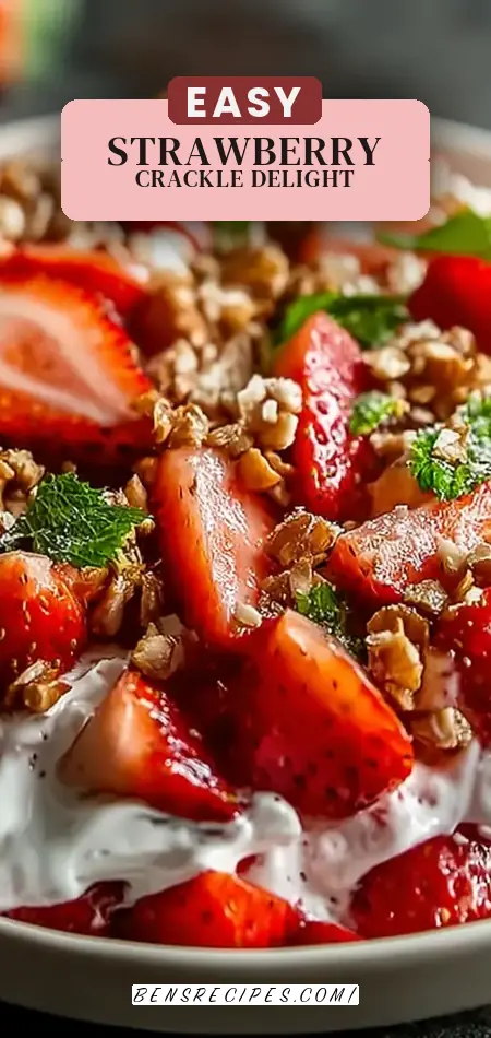 Pinterest pin (Design 2) for Tangy Strawberry Crackle Salad – A Summer Sensation