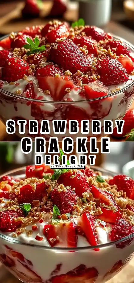 Pinterest pin (Design 1) for Delicious Strawberry Crackle Salad for Sweet Summer Cheers