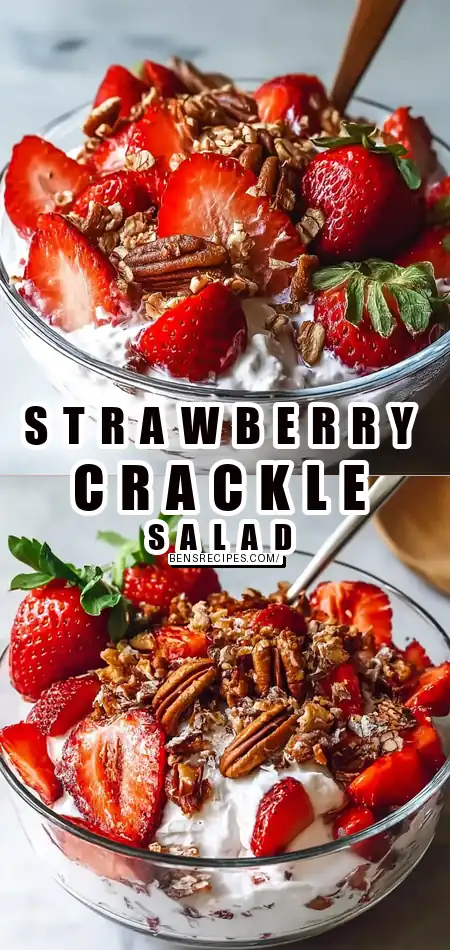 Pinterest pin (Design 1) for Strawberry Crackle Salad Recipe