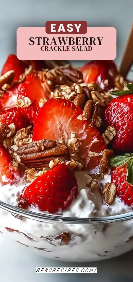 Pinterest pin (Design 2) for Strawberry Crackle Salad Recipe