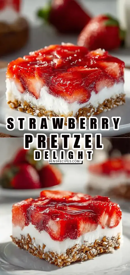 Pinterest pin (Design 1) for Classic Strawberry Pretzel Salad