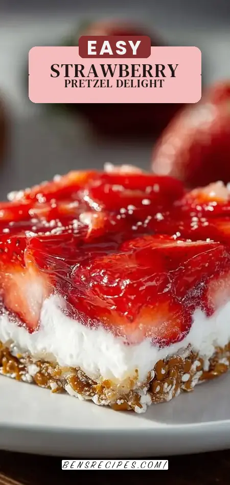 Pinterest pin (Design 2) for Classic Strawberry Pretzel Salad