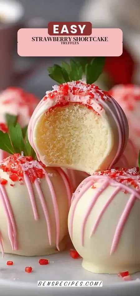 Pinterest pin (Design 2) for Strawberry Shortcake Truffles