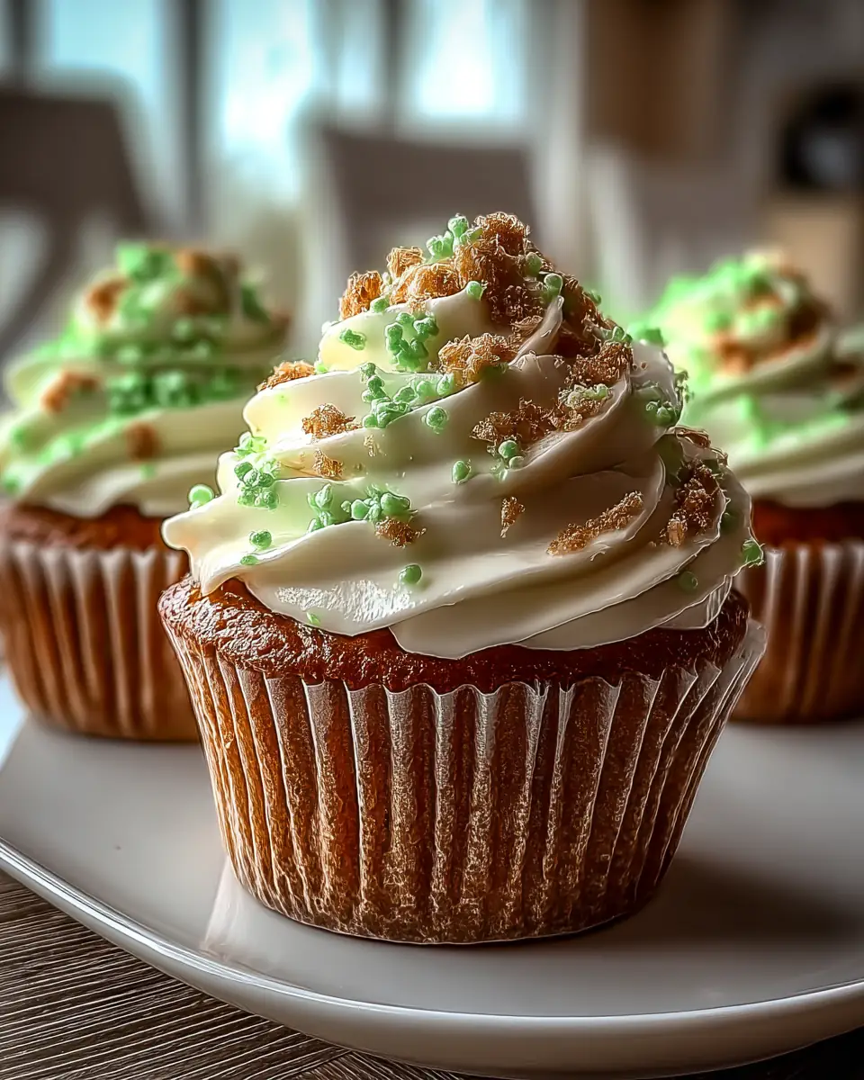 A delicious plate of Shamrock Shake Cupcakes