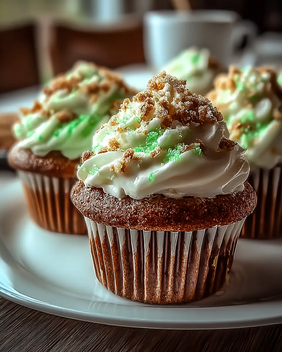 A delicious plate of Shamrock Shake Cupcakes