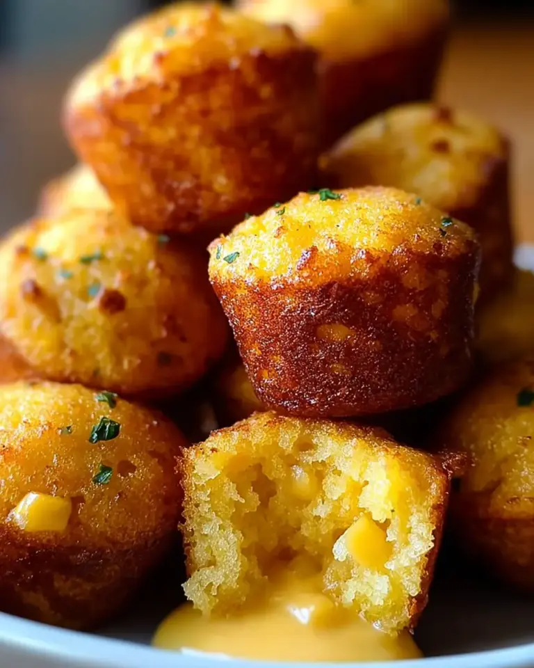 A delicious plate of Southern-Style Honey Butter Cornbread Poppers
