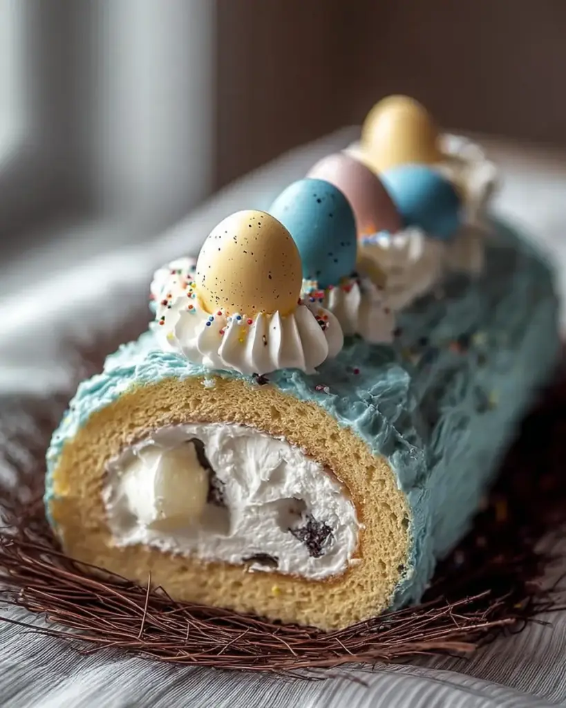 A delicious plate of Speckled Robin’s Egg Cake Roll
