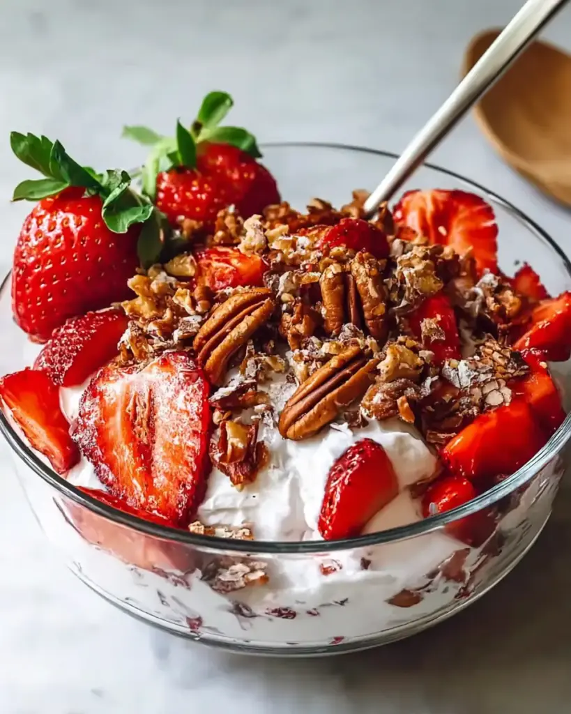 A delicious plate of Strawberry Crackle Salad Recipe