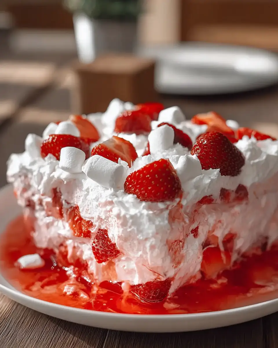 A delicious plate of Strawberry Fluff Salad