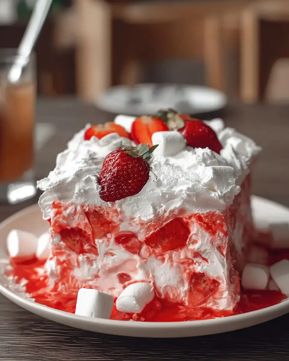 A delicious plate of Strawberry Fluff Salad