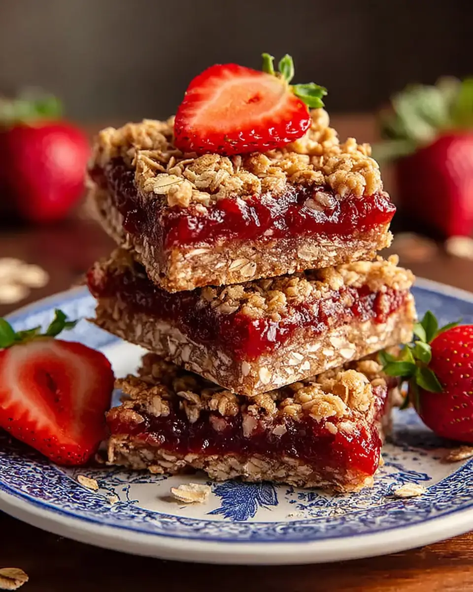 A delicious plate of Strawberry Oatmeal Bars : Healthy, Fruity & Delicious Recipe