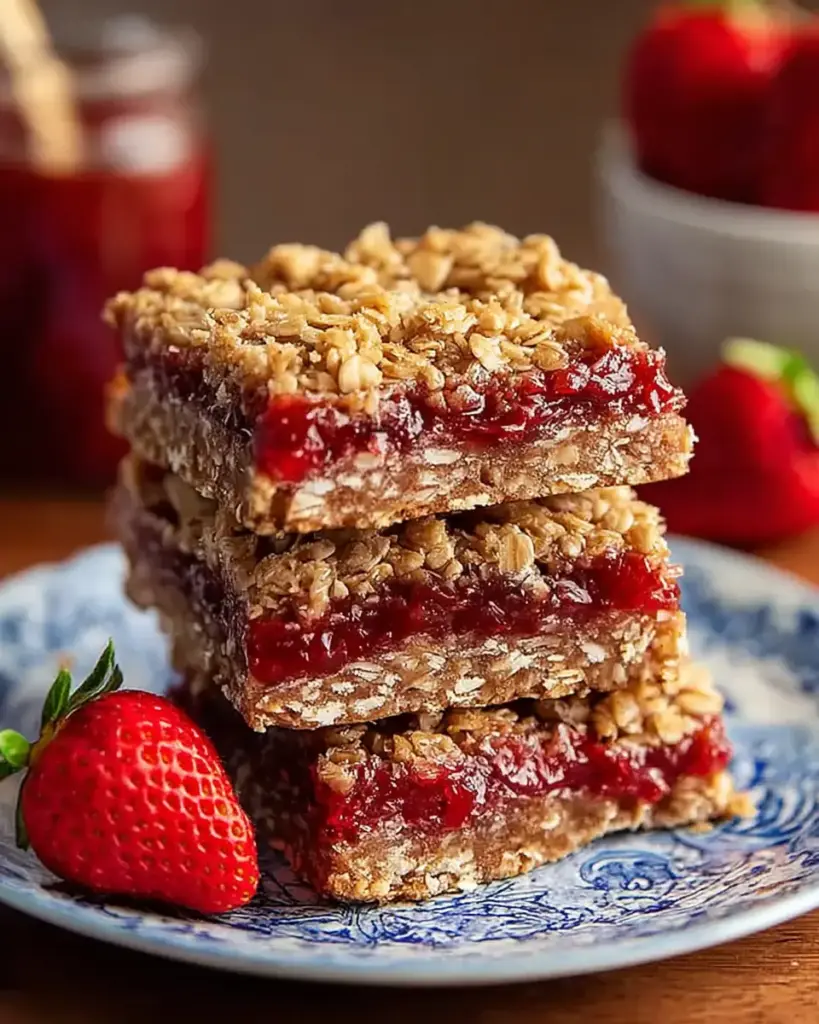 A delicious plate of Strawberry Oatmeal Bars : Healthy, Fruity & Delicious Recipe